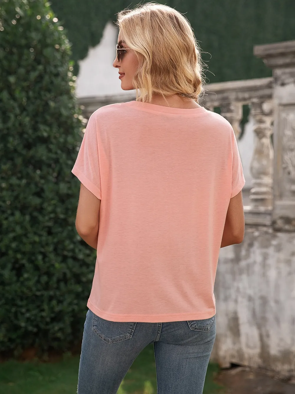 Pocketed Round Neck Short Sleeve T-Shirt, image 17