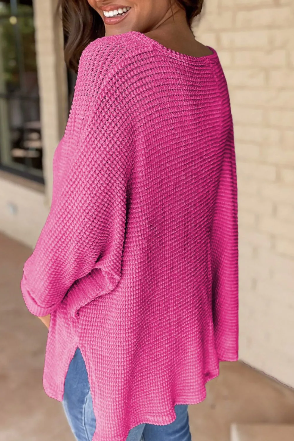Side Slit V-Neck Long Sleeve Top, image 27