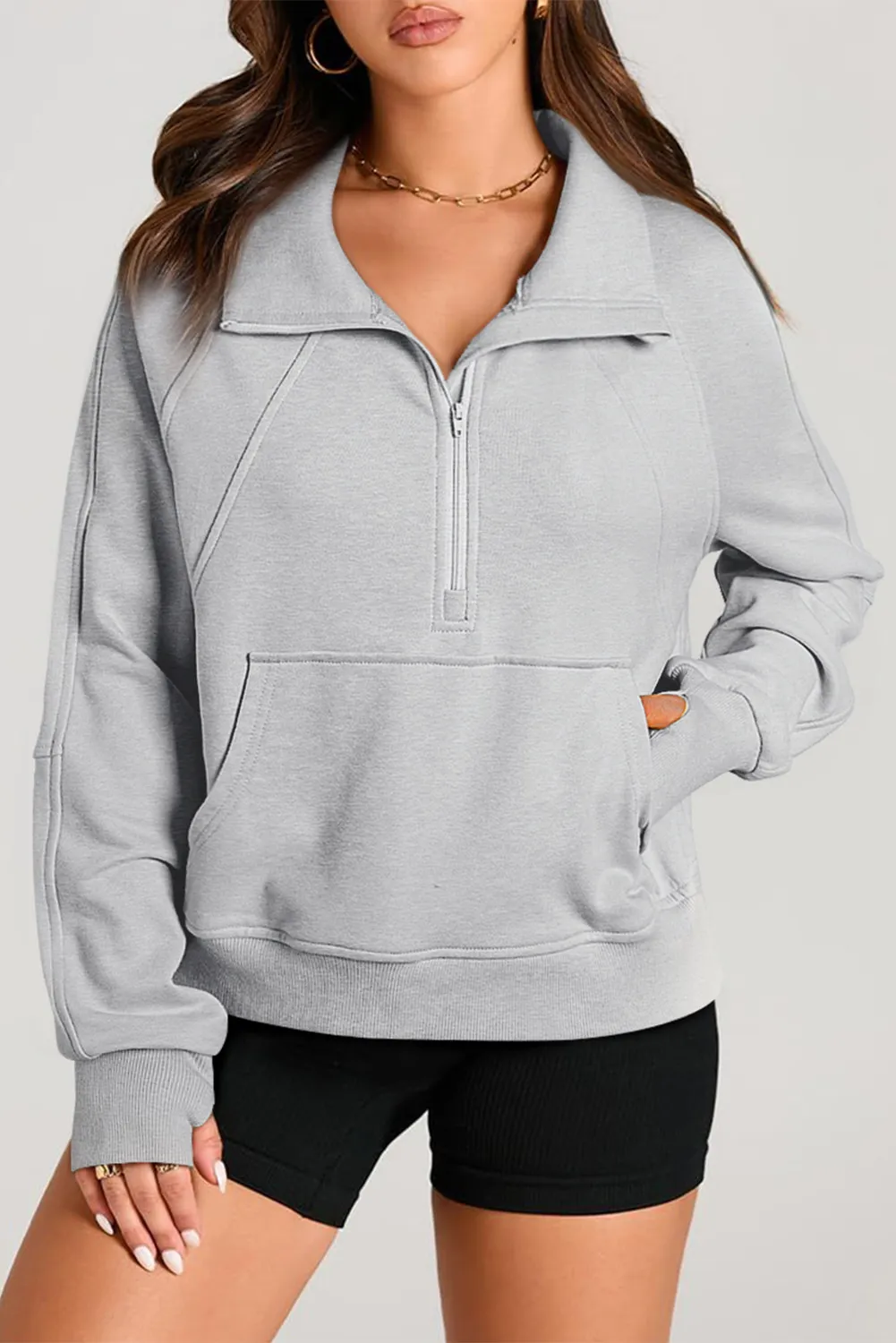 Half Zip Long Sleeve Sweatshirt, image 31
