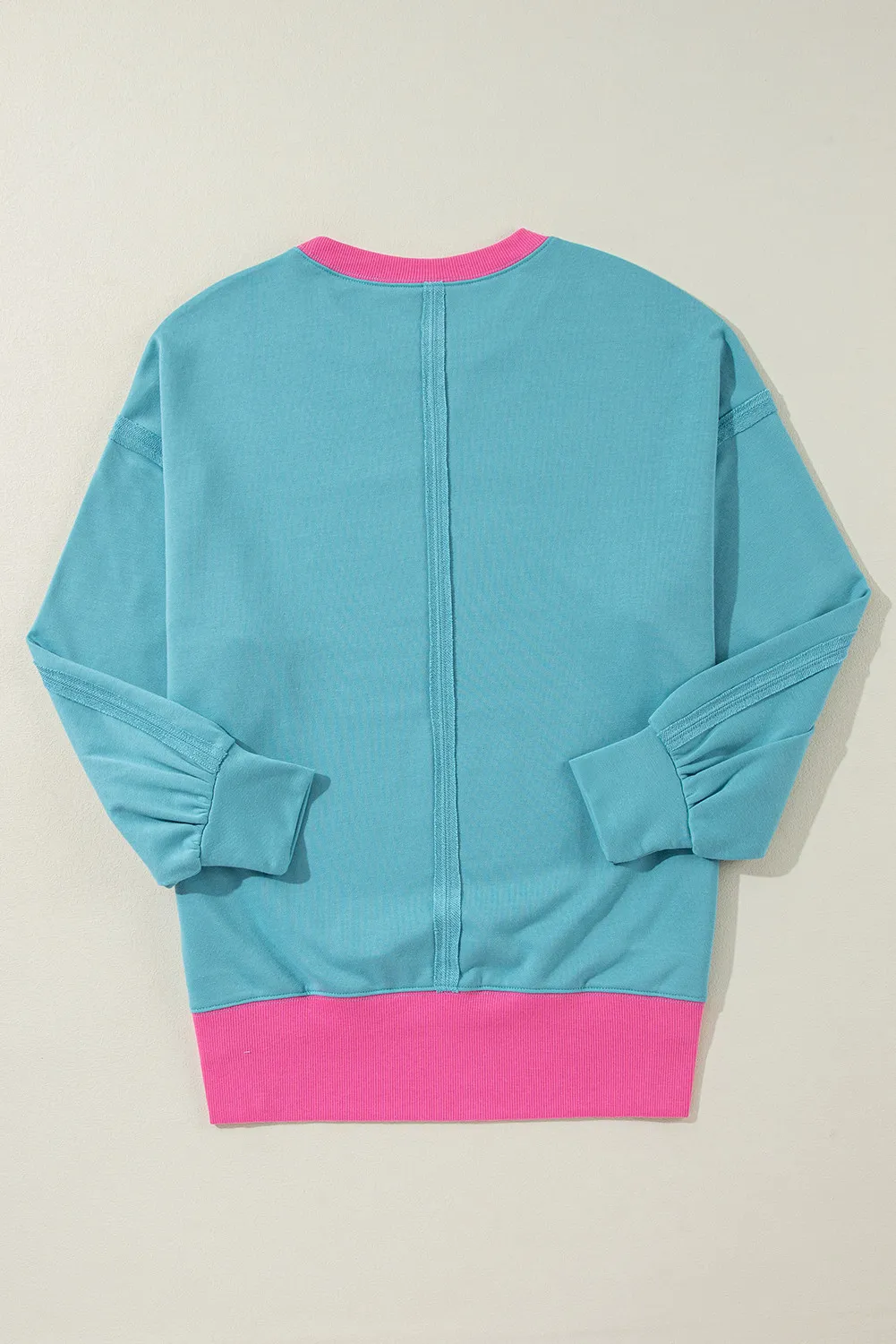 Contrast Round Neck Dropped Shoulder Long Sleeve Sweatshirt, image 6