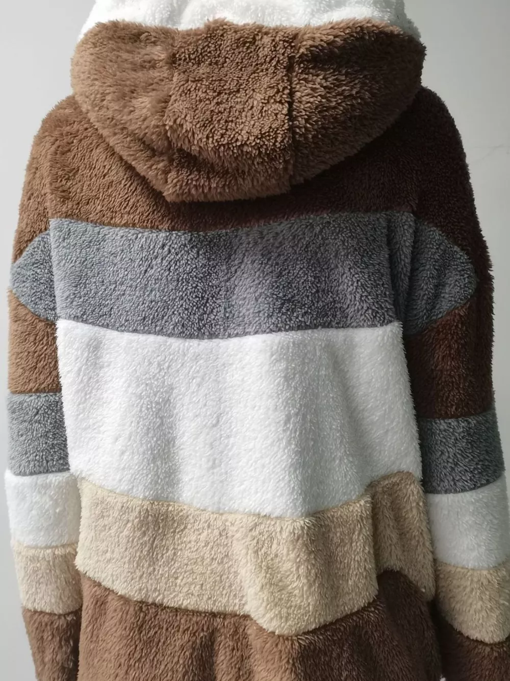 Full Size Fuzzy Zip Up Hooded Outerwear Plus Size, image 8