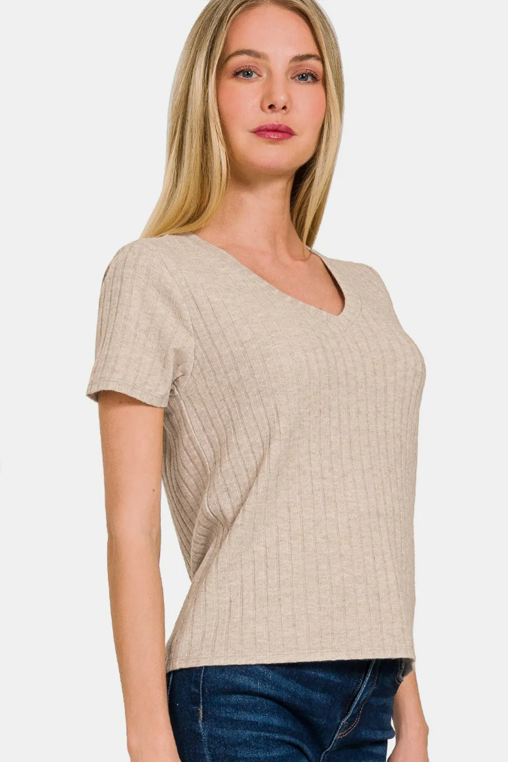 Ribbed Short Sleeve T-Shirt, image 3