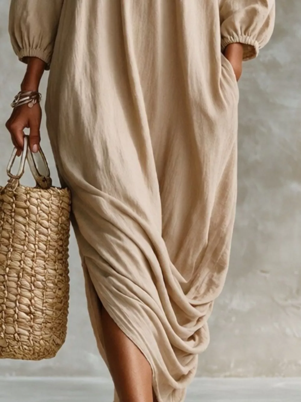 Ruffled Boat Neck Ruched Midi Dress, image 6