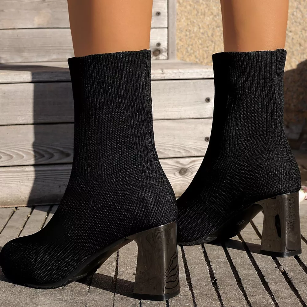 Round Toe Block Heels Boots, image 29