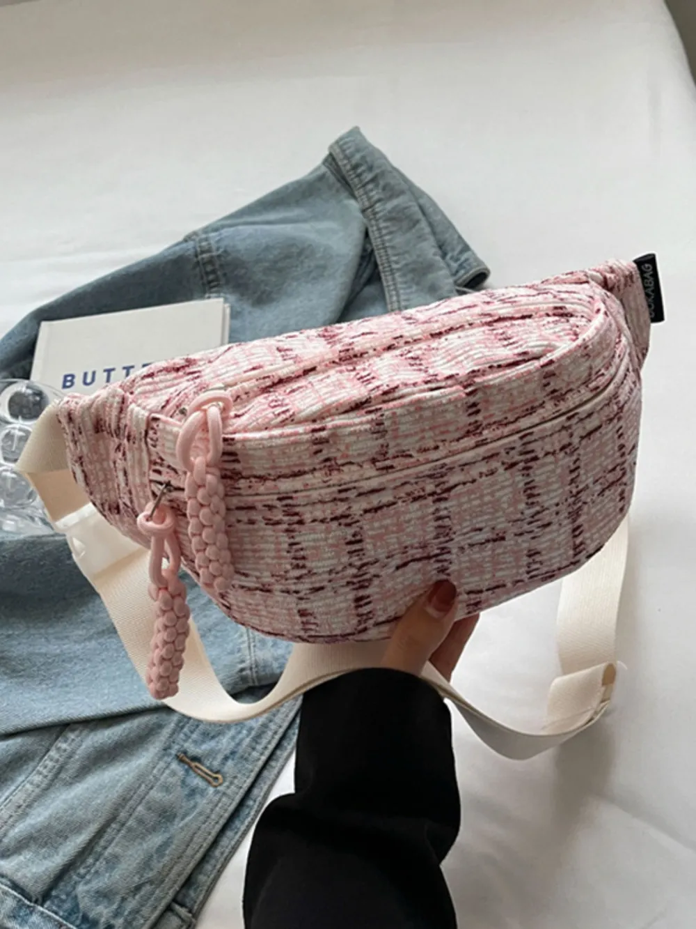 Contrast Plaid Polyester Crossbody Bag, image 3