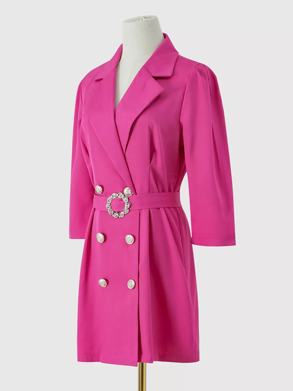 Double-Breasted Blazer Dress with Embellished Belt, image 7