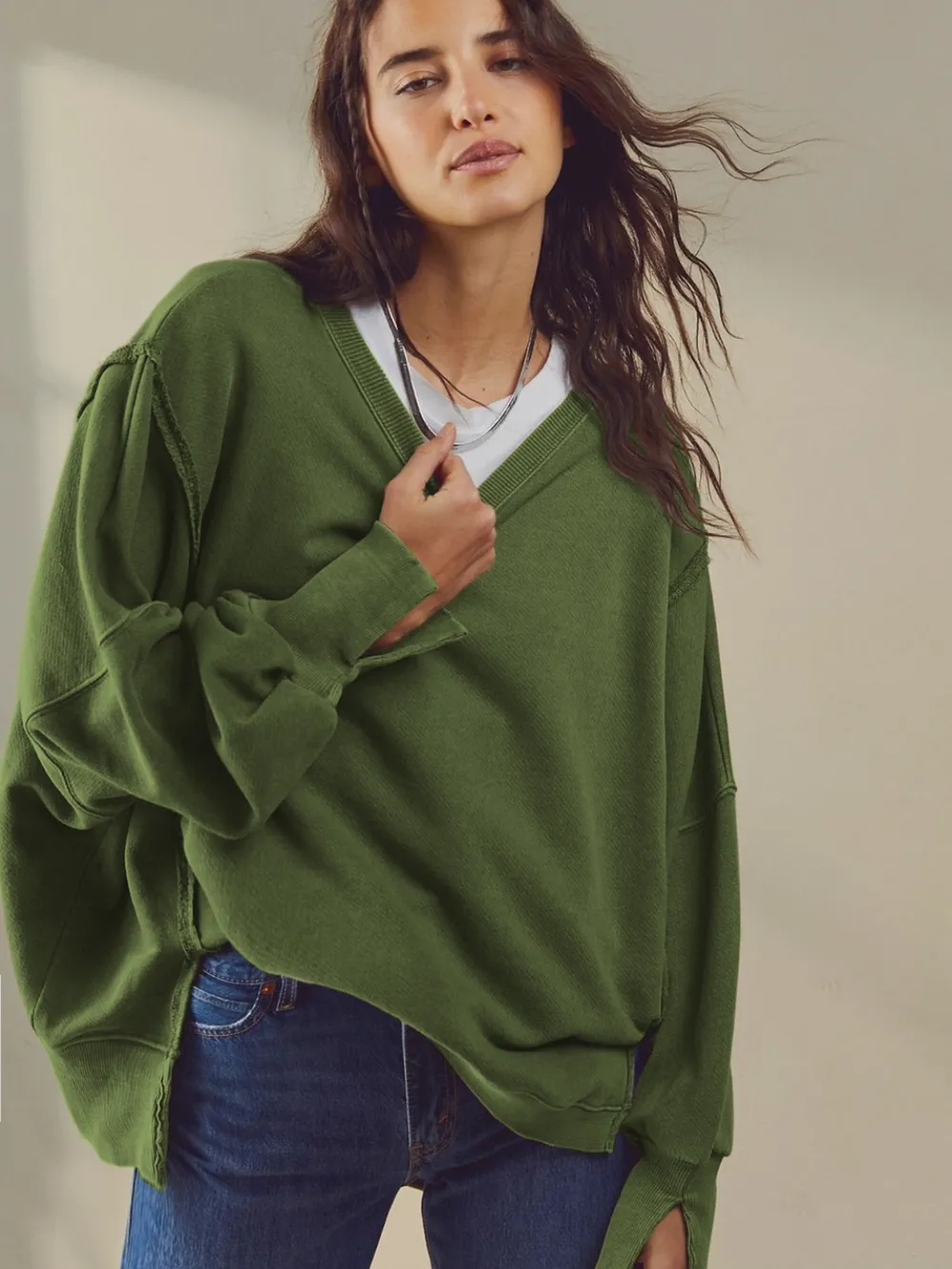 Slit Round Neck Dropped Shoulder T-Shirt, image 10