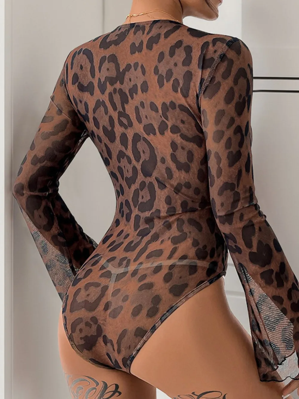 Leopard V-Neck Lace Bodysuit, image 8