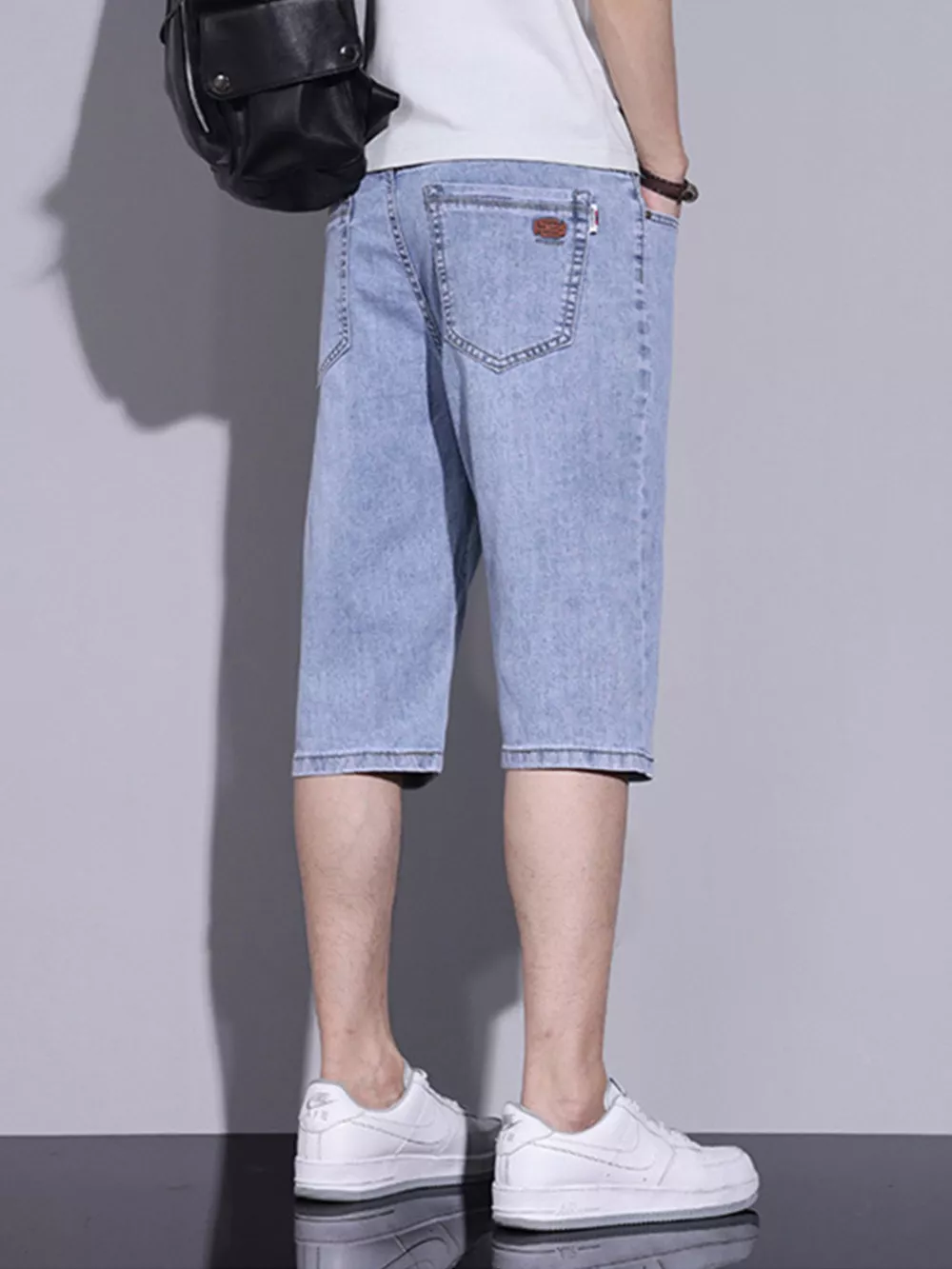 Men's Casual Washed Denim Shorts, image 5