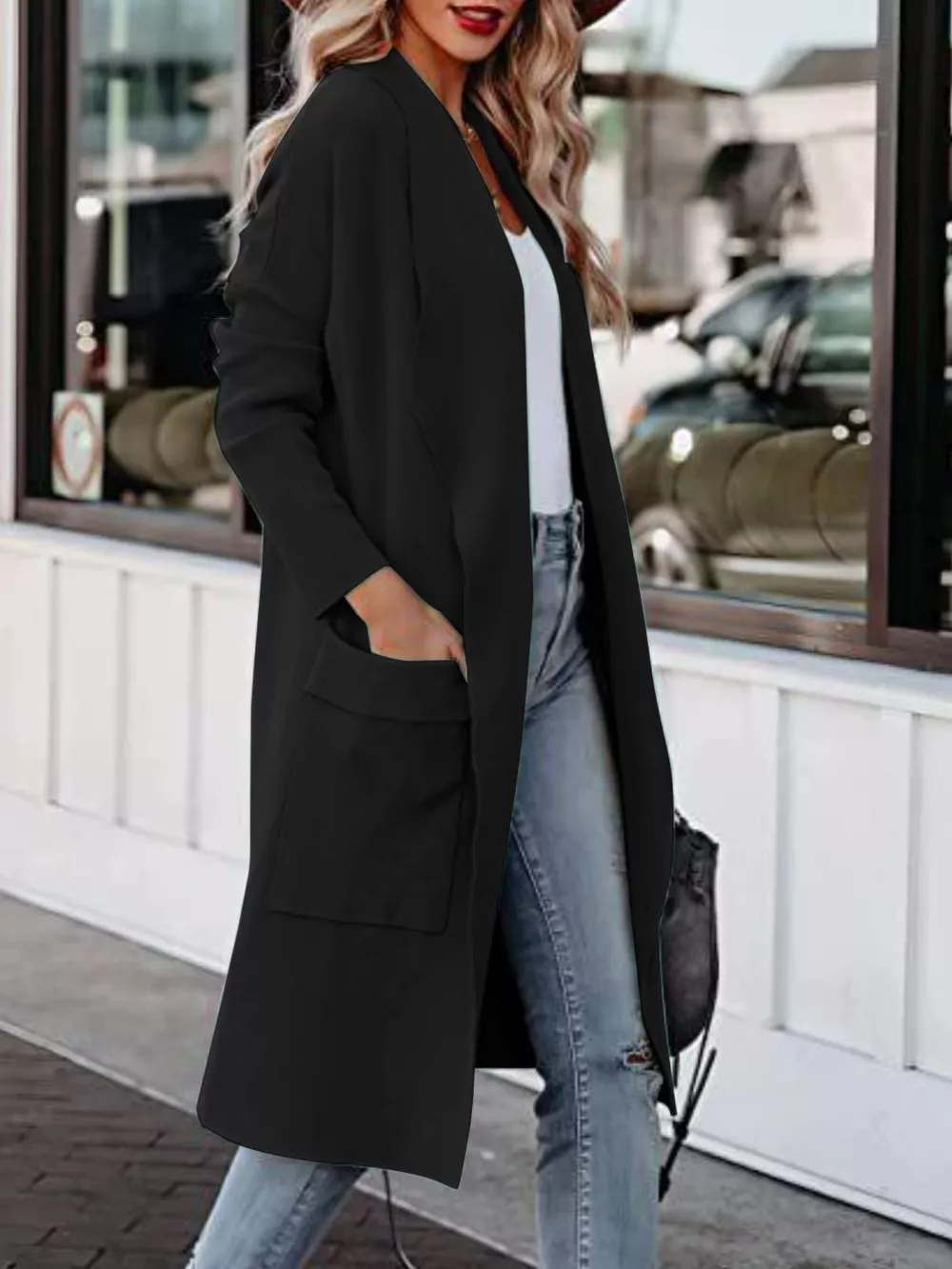 Open Front Dropped Shoulder Outerwear, image 9