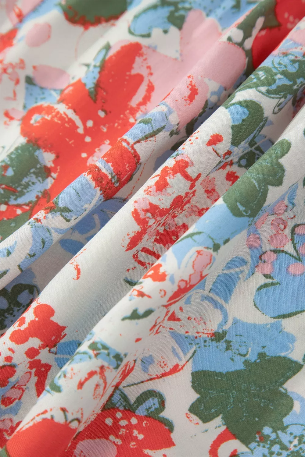 Floral Print V Neck Contrast Trim Flutter Sleeve Long Dress, image 13