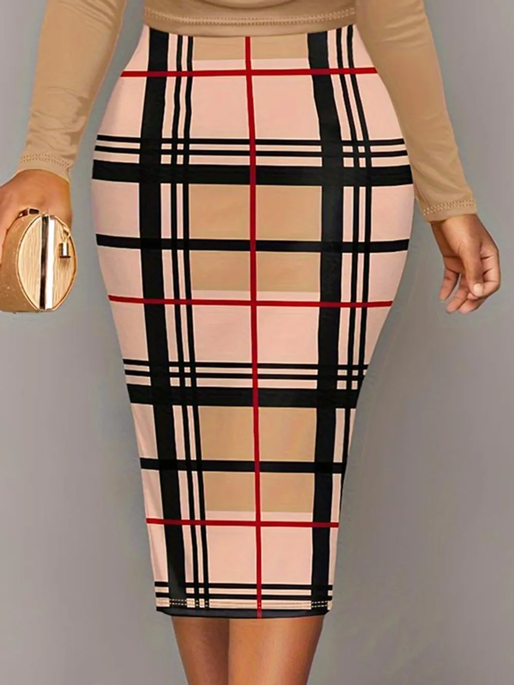 Plus Size Plaid Long Sleeve Mini Dress, image 3