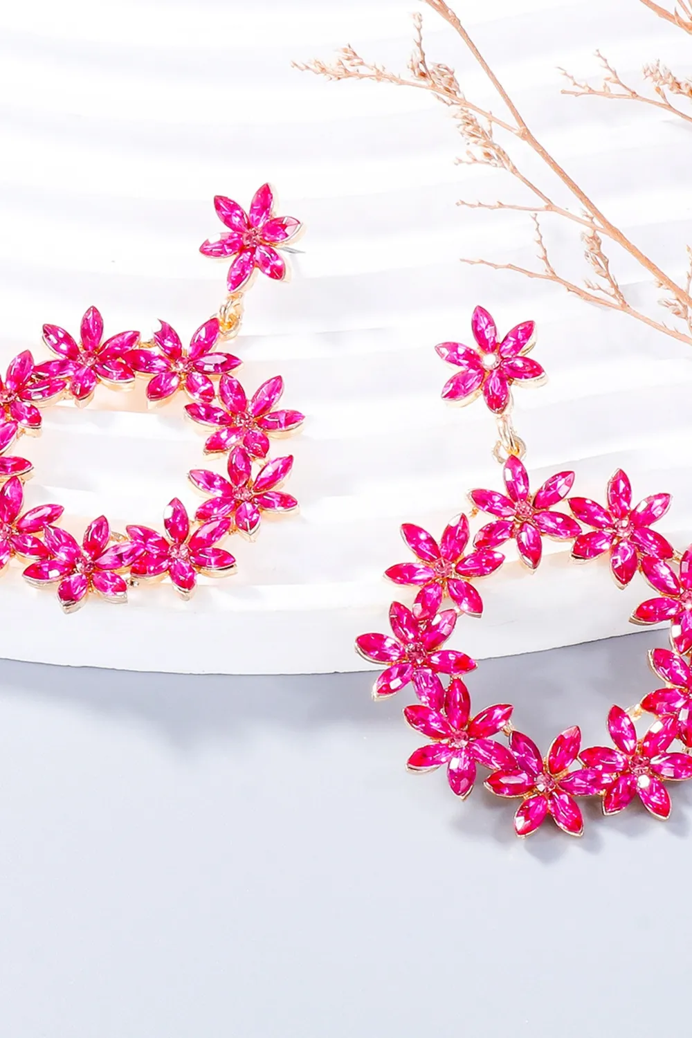 Rhinestone Flower Dangle Earrings, image 16