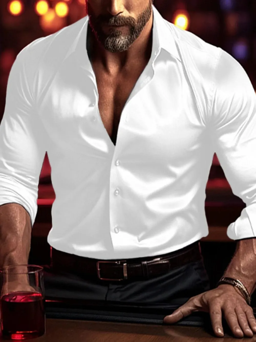 Men's Full Size Collared Neck Long Sleeve Shirt Plus Size, image 2