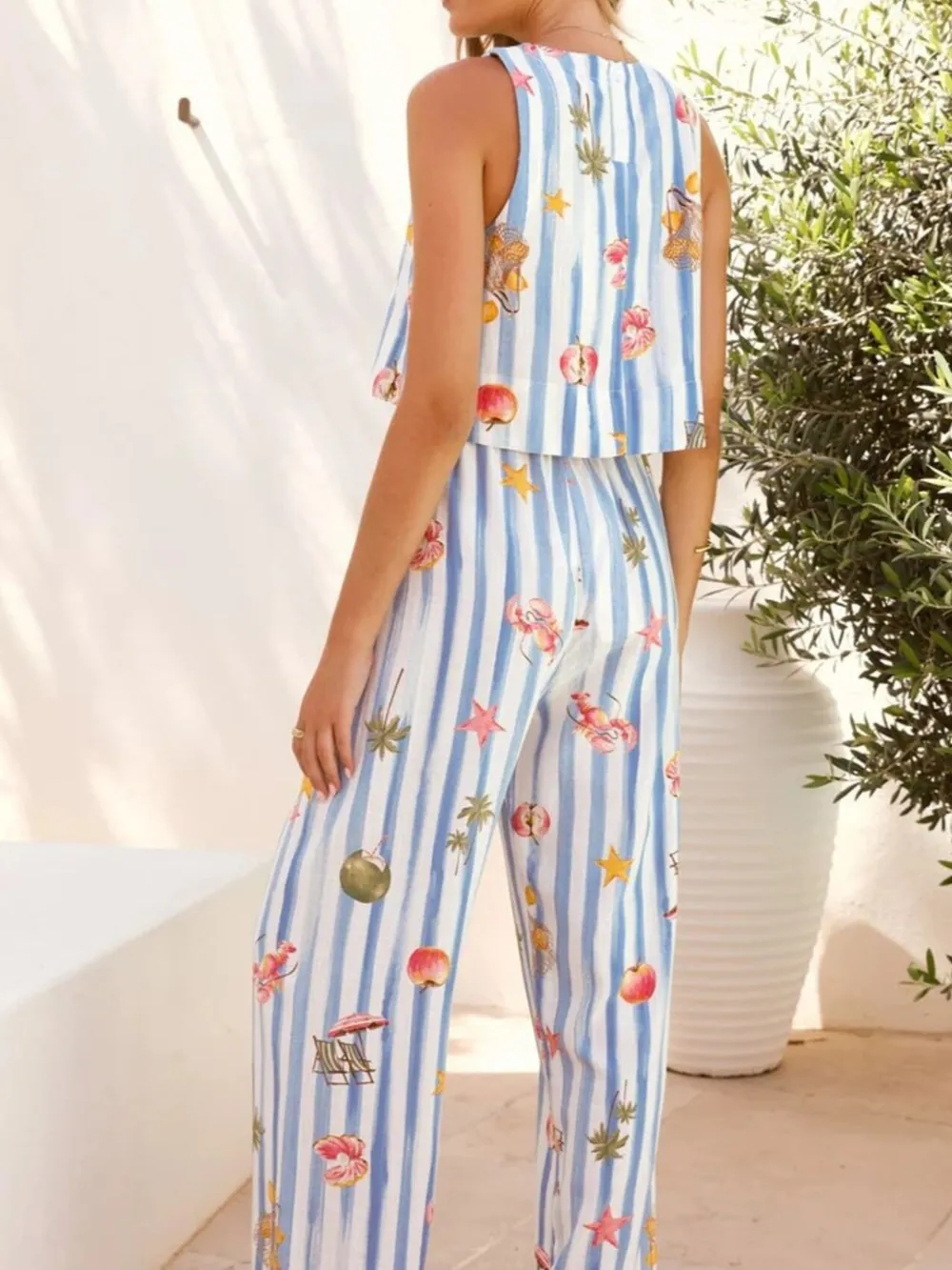 Printed Stripe Tank and Pants Set, image 7