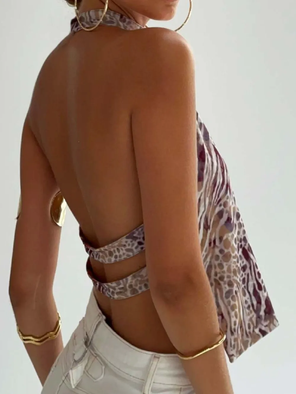 Backless Printed Halter Neck Tank, image 29