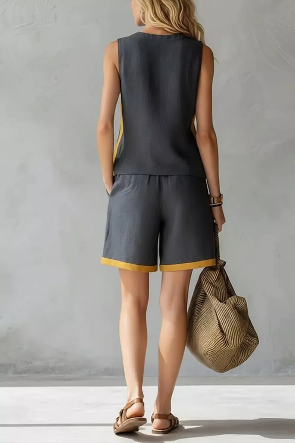 Contrast Trim Tank and Shorts Set, image 2