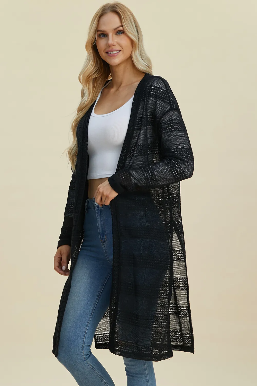 Full Size Open Front Longline Cardigan, image 34