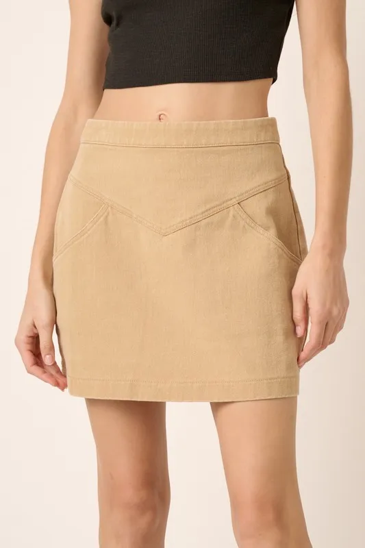Zipper Back Twill Mini Skirt