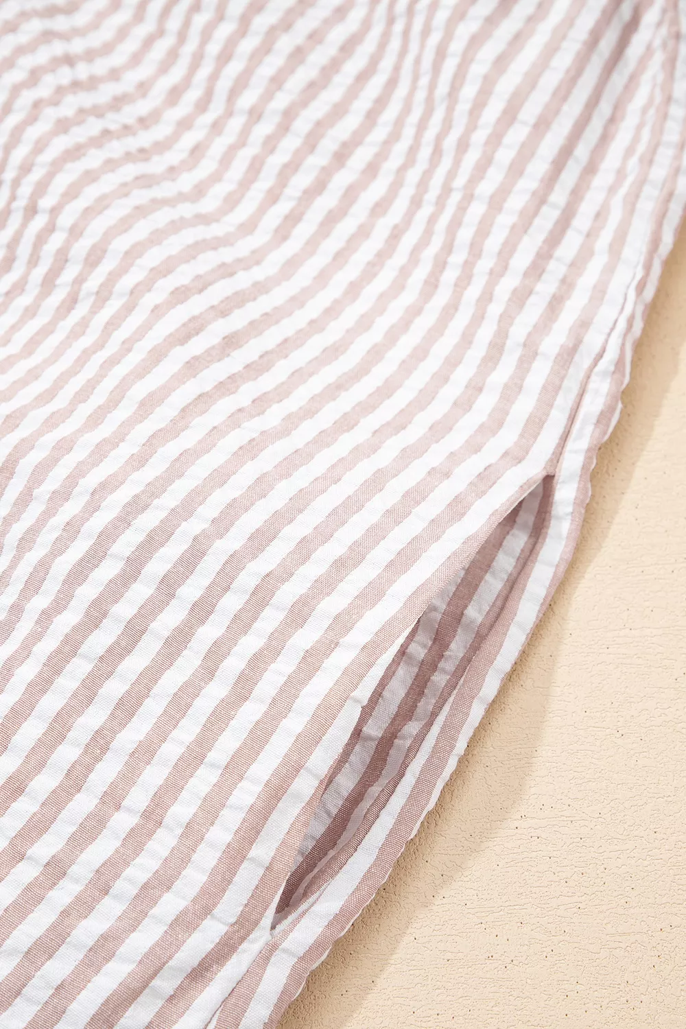Stripe Frilled Collar Half Sleeve Shirt Dress, image 14