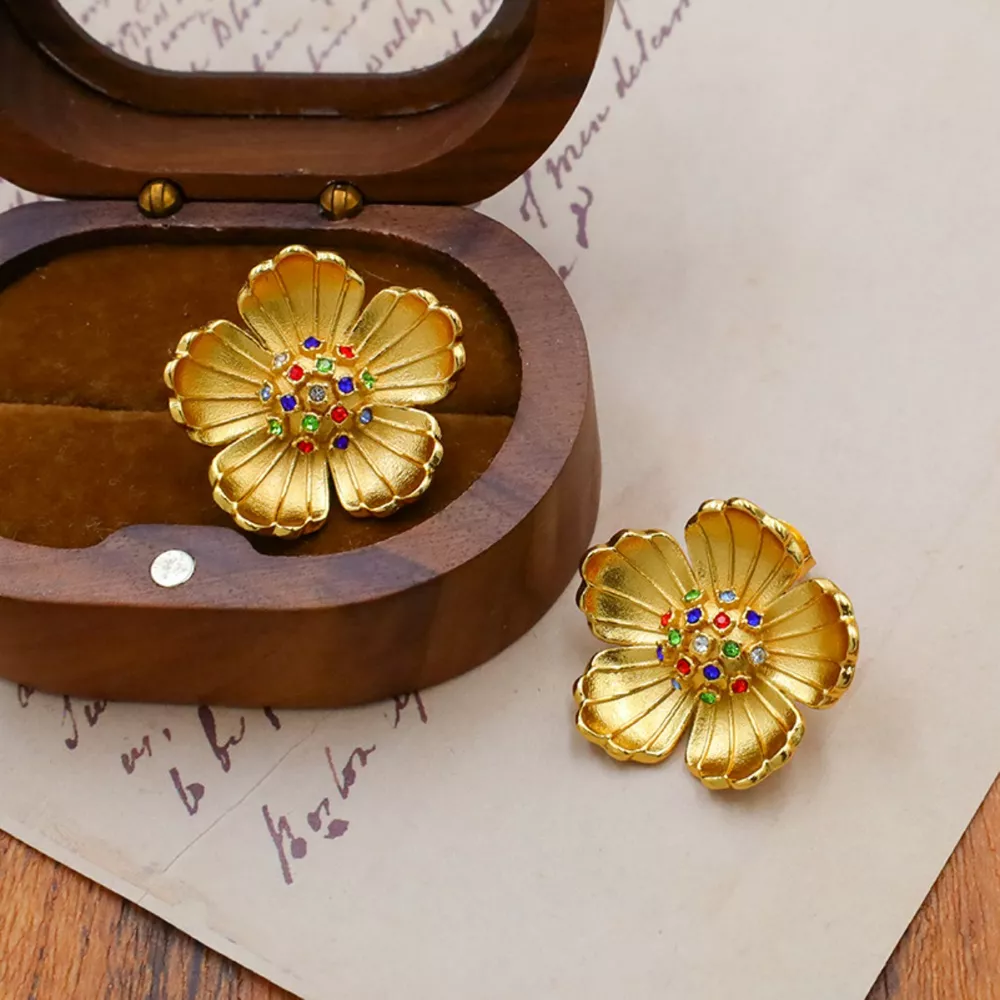 18K Gold-Plated Flower Earrings, image 6