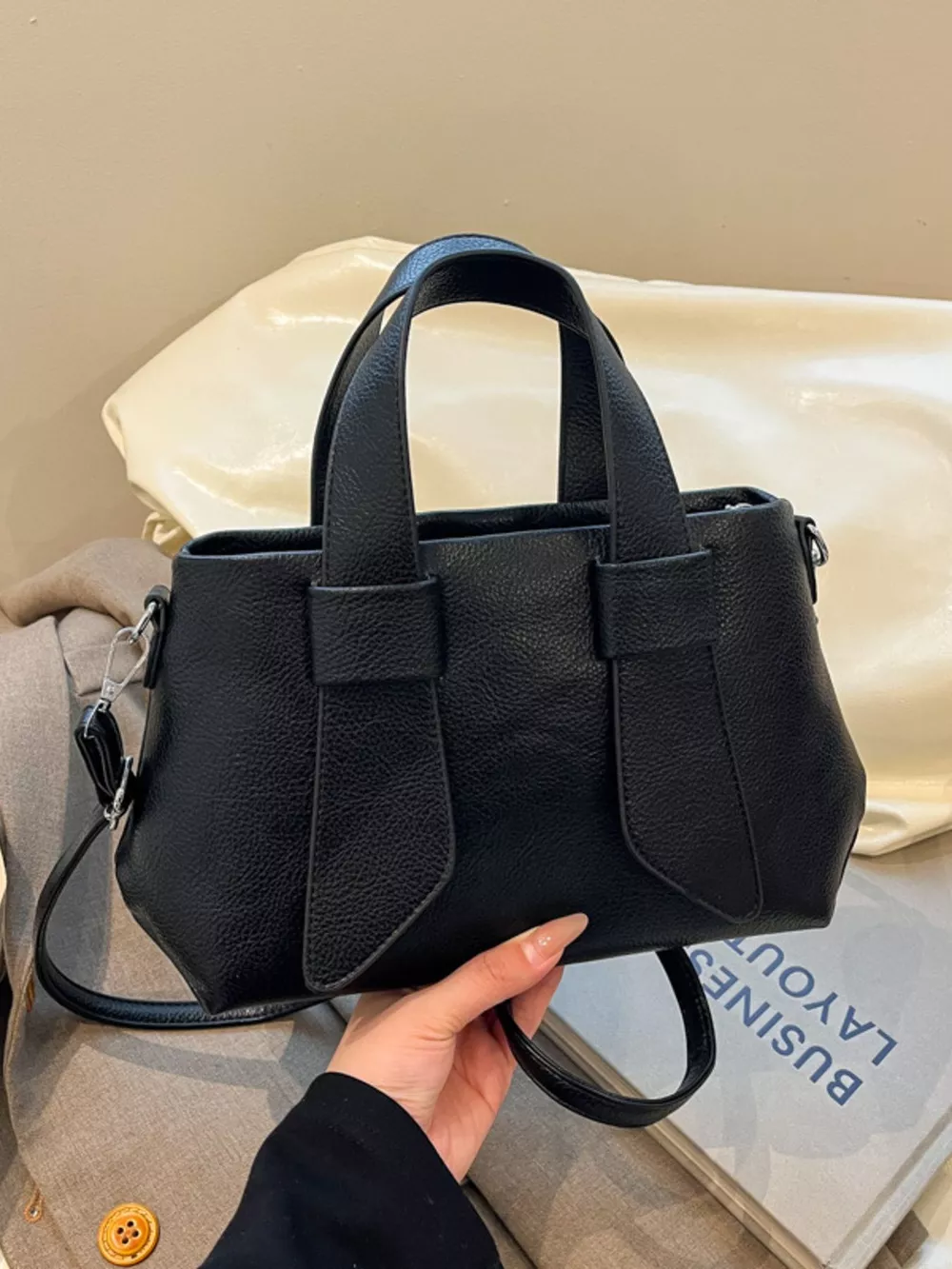 Textured Faux Leather Crossbody Bag, image 5