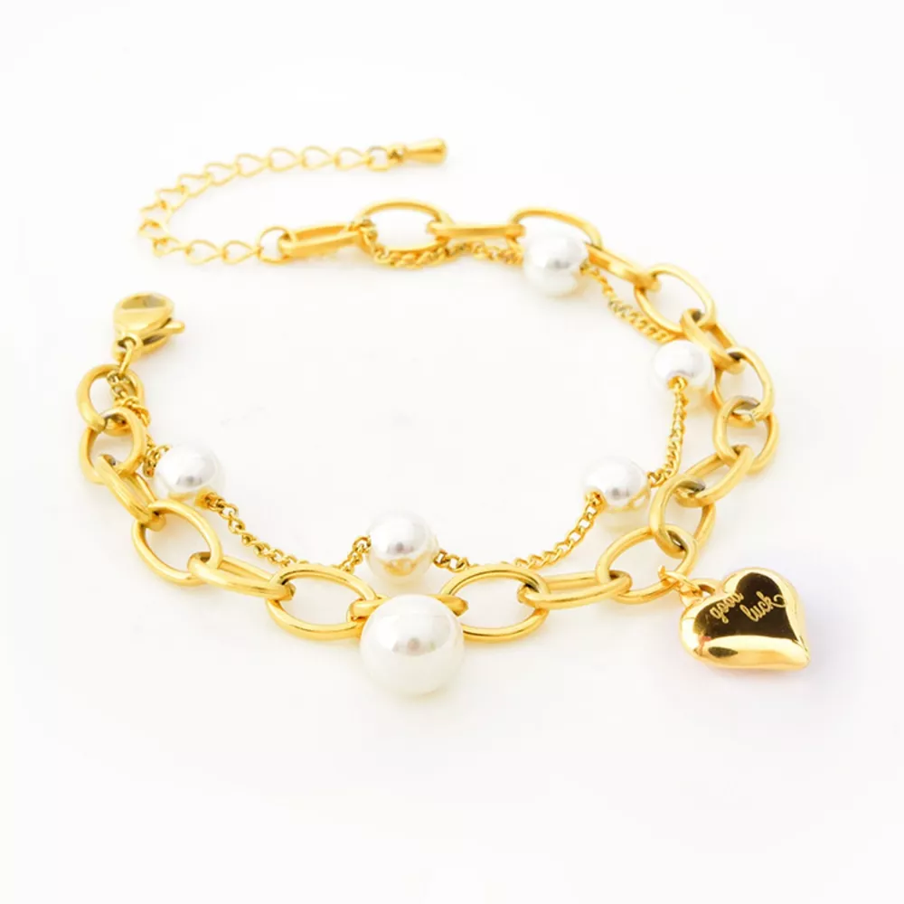 18K Gold-Plated Heart Charm Bracelet, image 4