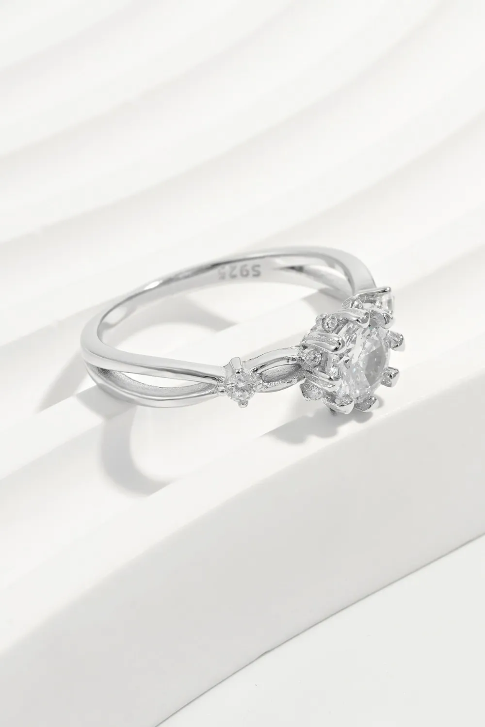 925 Sterling Silver Inlaid Zircon Ring, image 3