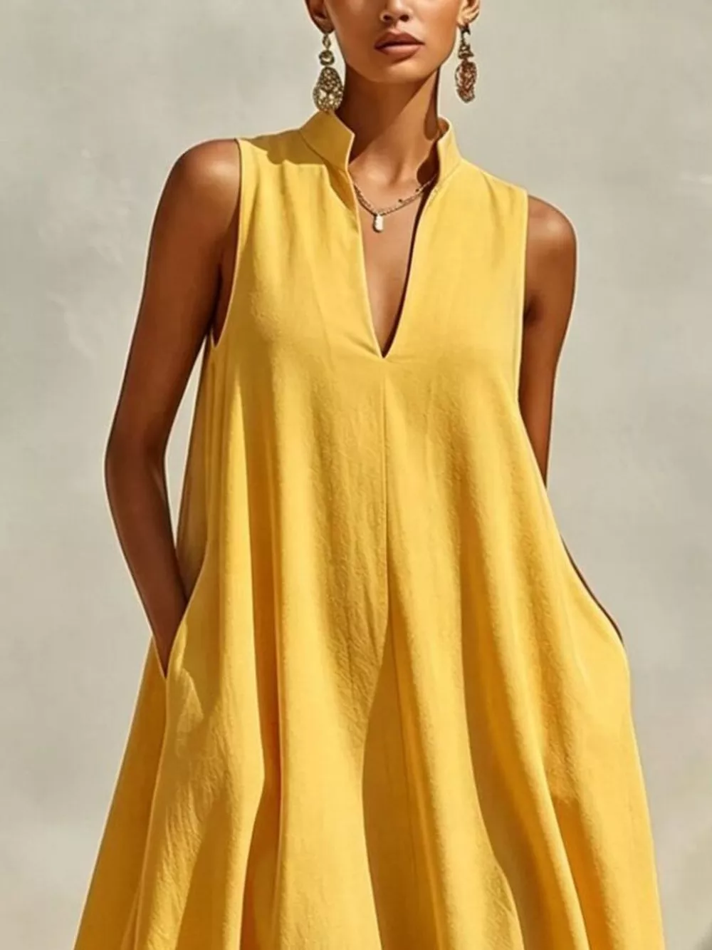 Sleeveless Maxi Dress with Side Pockets, image 8
