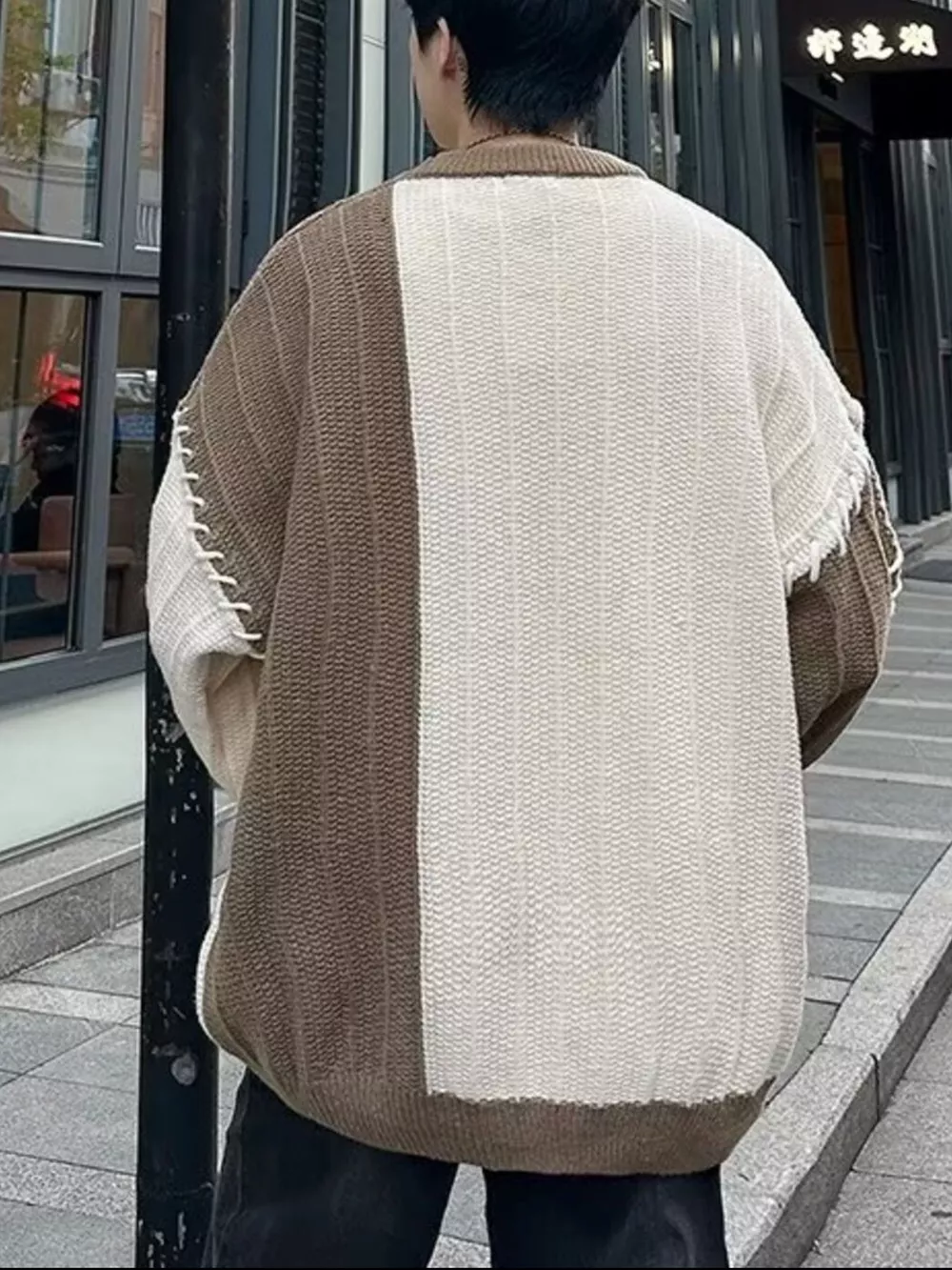 Men's Color Block Round Neck Knitted Pullover, image 4