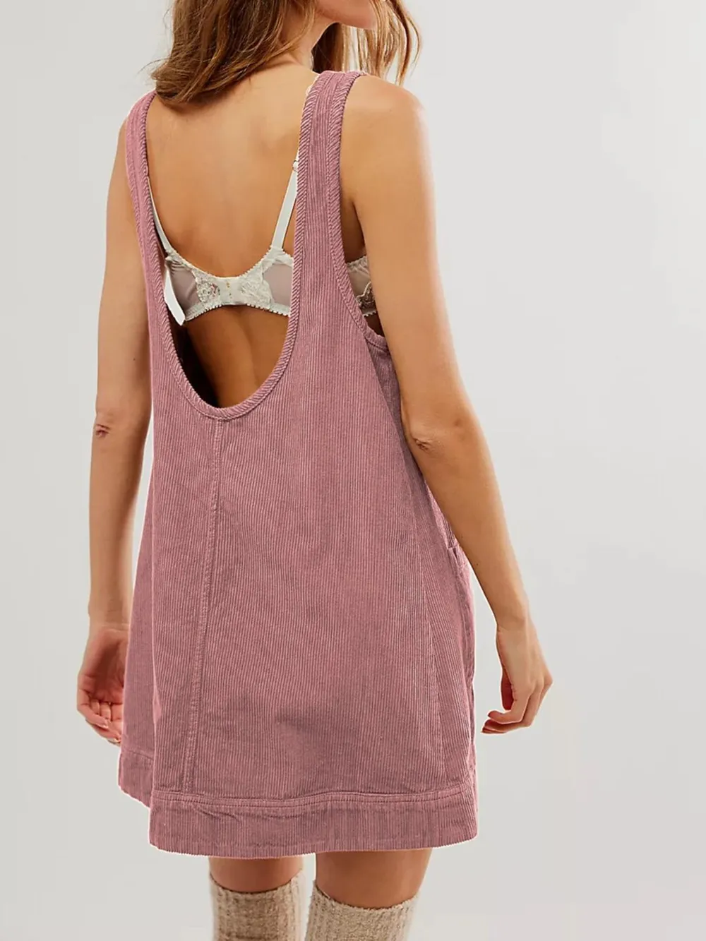 Round Neck Wide Strap Mini Dress with Pockets, image 8