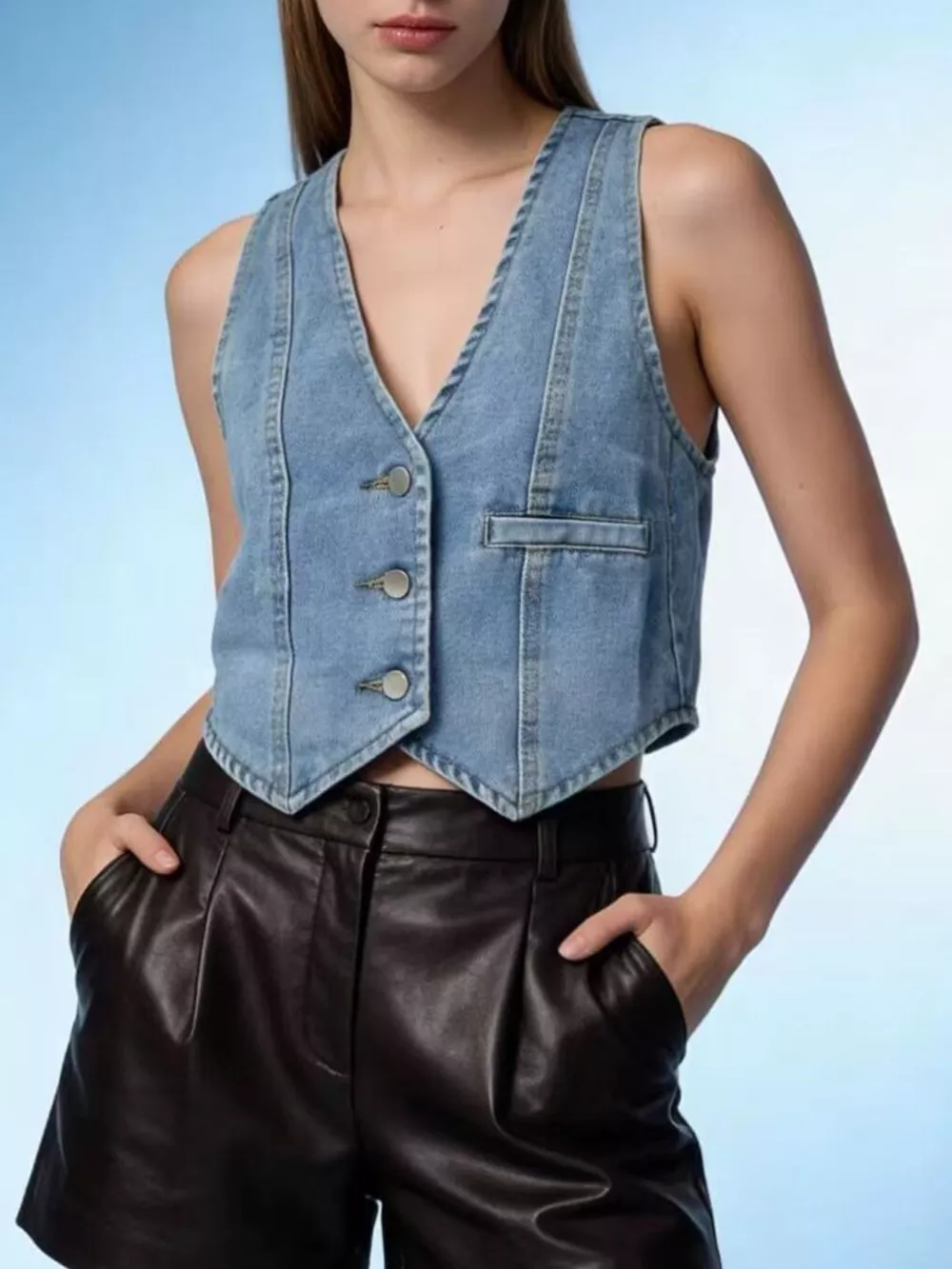 Button-Down Denim Vest, image 15