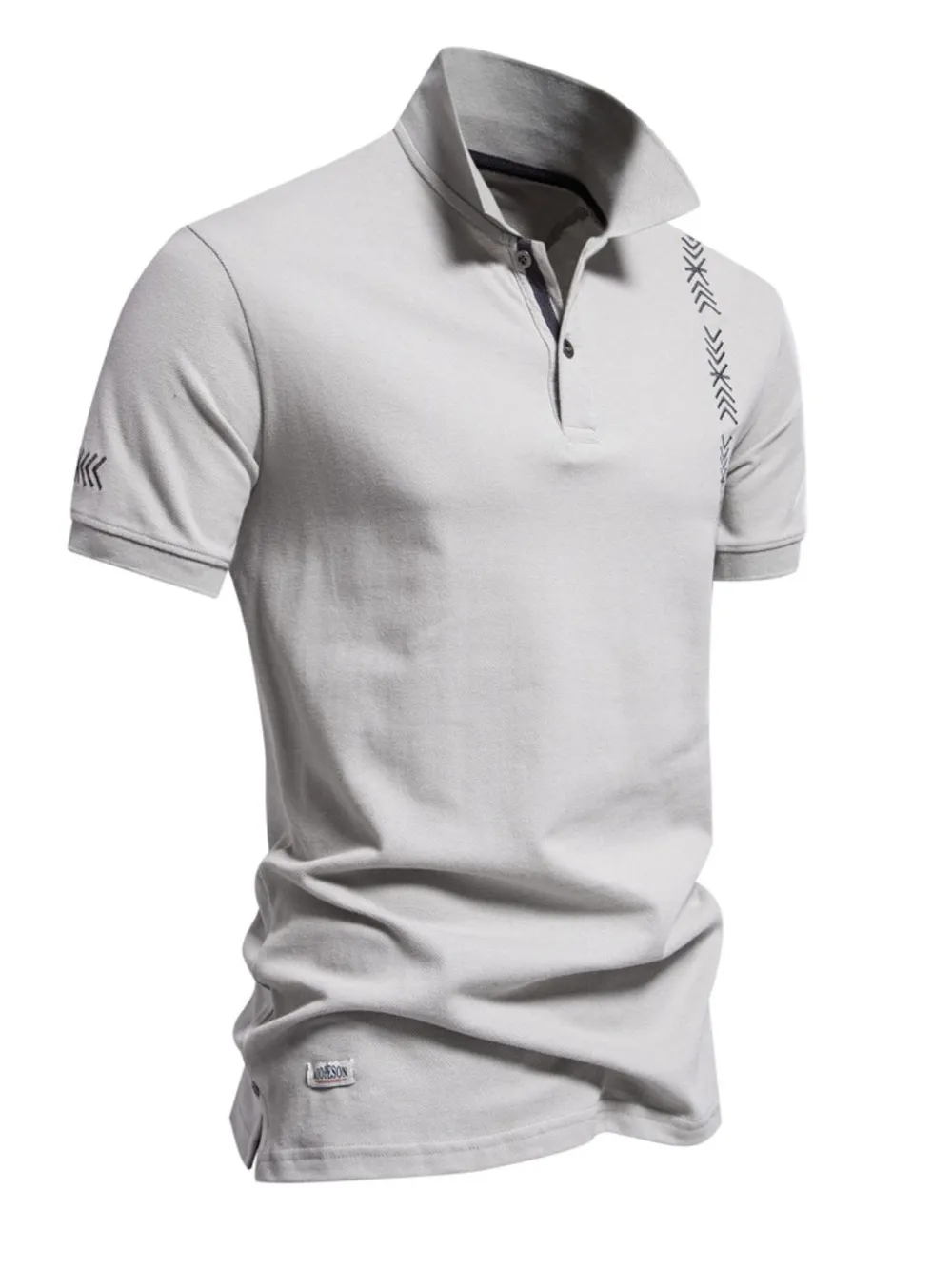 Men's Collared Neck Geometric Embroidered Polo, image 7