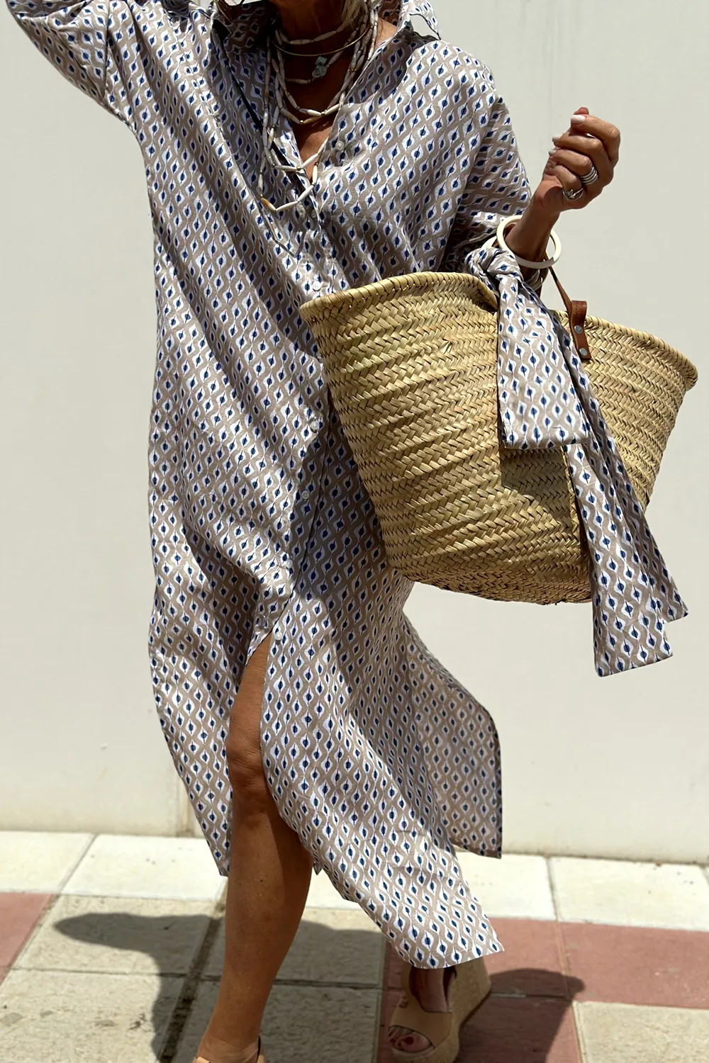 Tied Button Up Three-Quarter Sleeve Dress, image 15