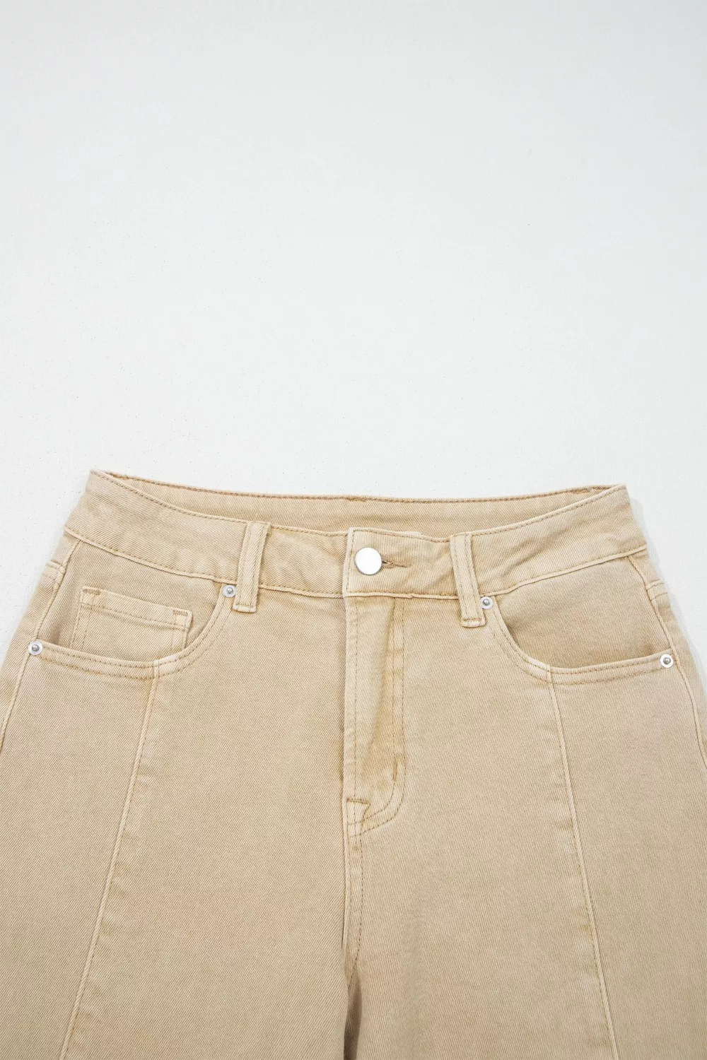 Solid Color Seamed Center Wide Leg Cropped Jeans, image 9