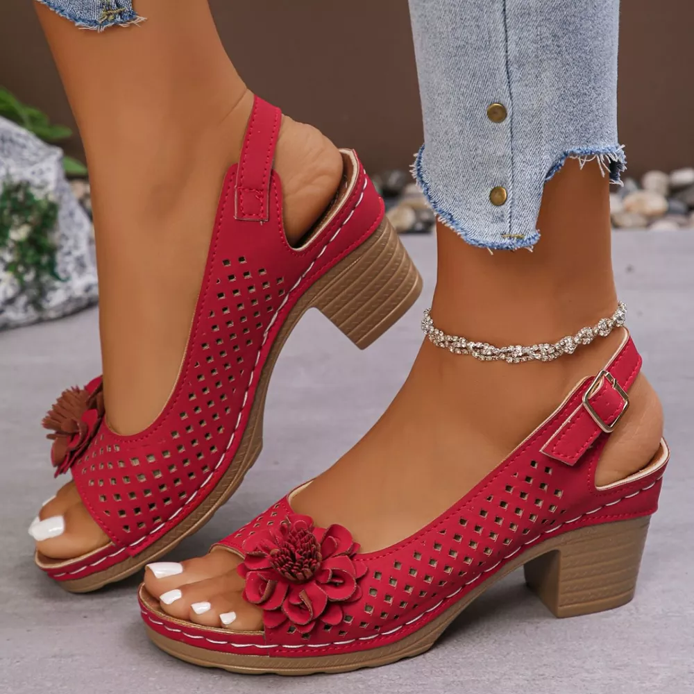Floral Accent Block Heel Sandals, image 28