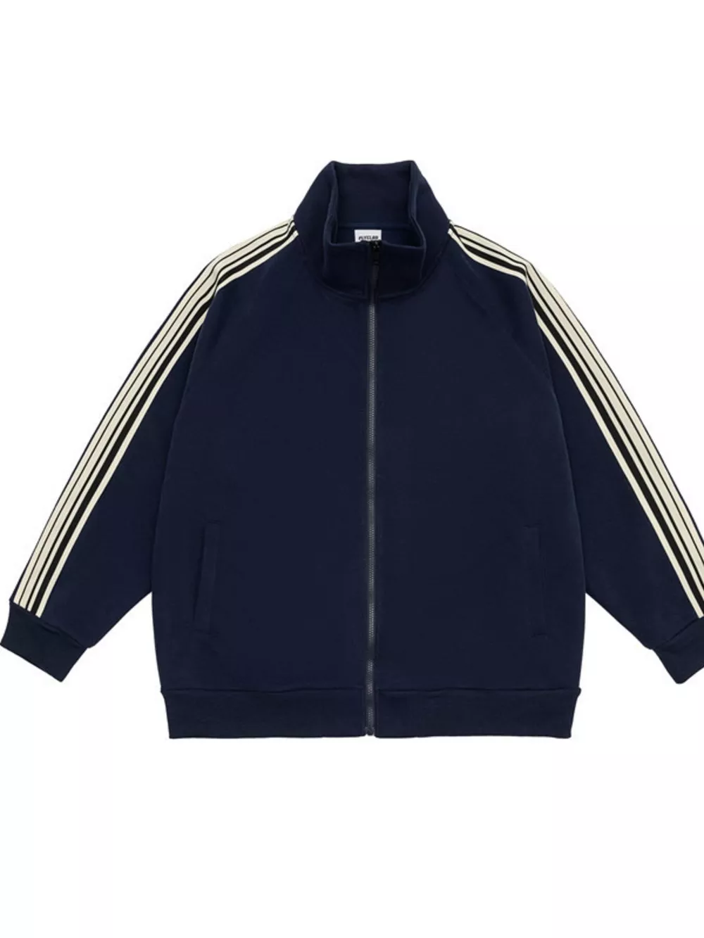 Men's Plus Size Striped Sleeve Zip-Up Sweatshirt, image 9