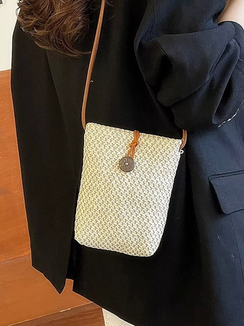 Woven Texture Crossbody Bag, image 5