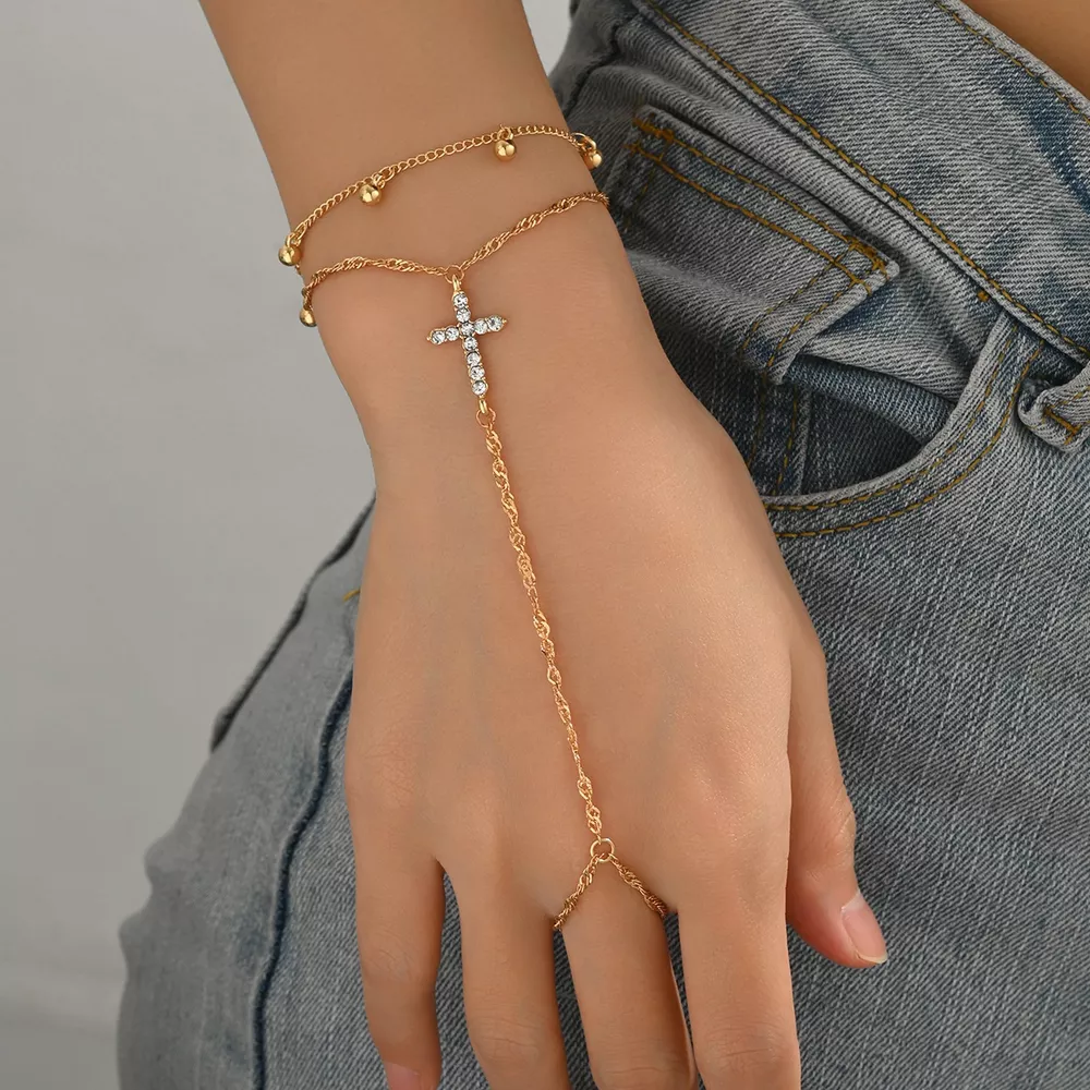 18K Gold-Plated Chain Cross Bracelet, image 6