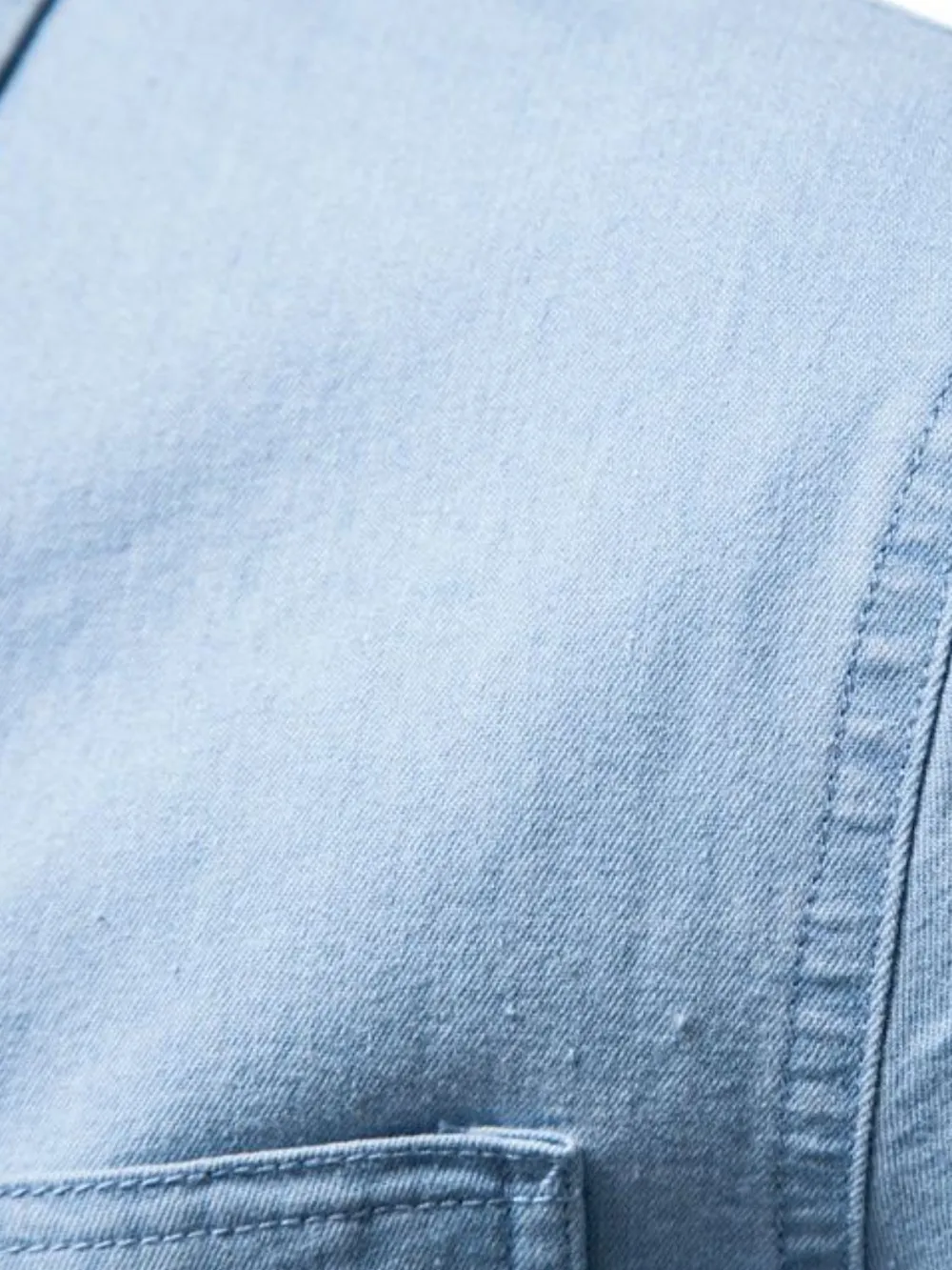 Men's Collared Neck Long Sleeve Denim Shirt, image 7