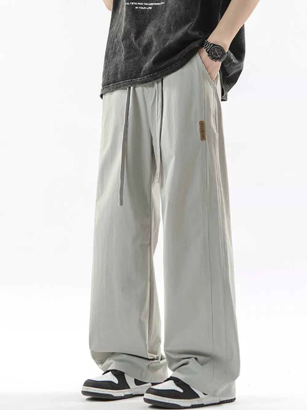 Men's Full Size Loose Fit Drawstring Wide Leg Pants Plus Size, image 12