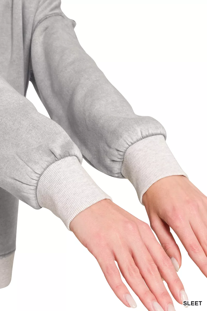 Fleece Acid Washed Contrast Trim Pullover, image 5
