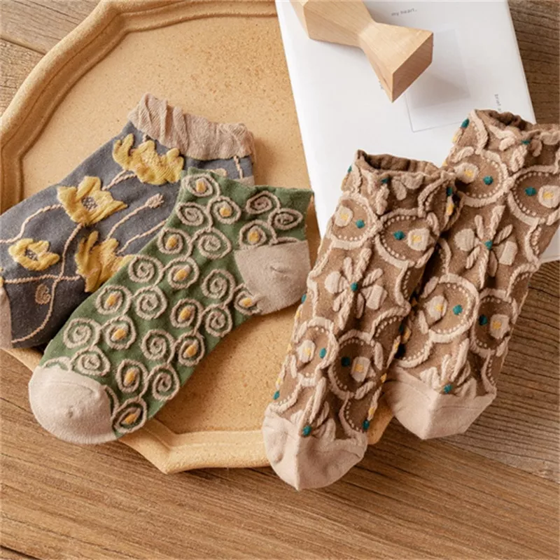 5 Pair Vintage Textured Ankle Socks Set, image 8
