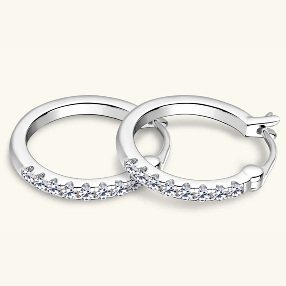 925 Sterling Silver Moissanite Huggie Earrings, image 10