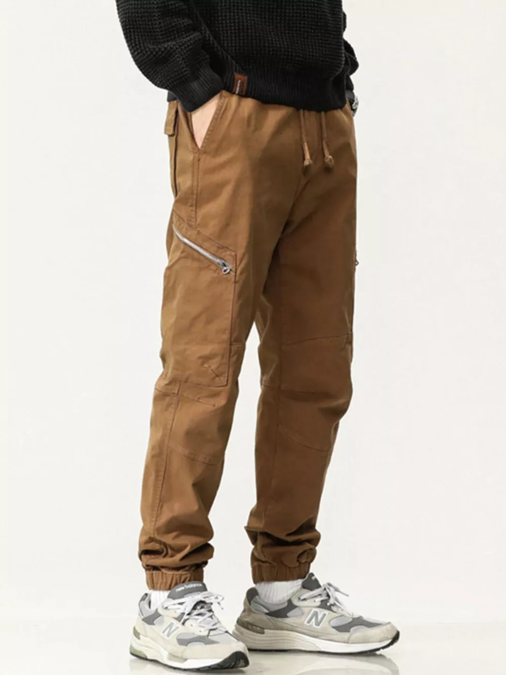 Men's Full Size Casual Cargo Pants with Zipper Pocket Plus Size, image 9
