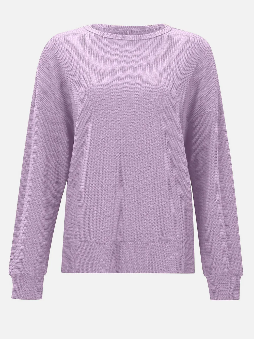Side Slit Round Neck Long Sleeve T-Shirt, image 24