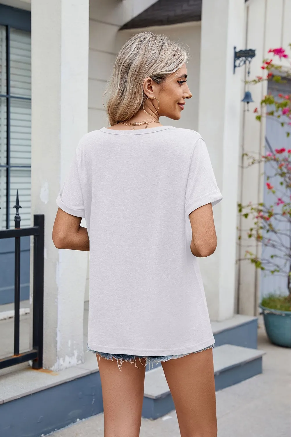 Notched Short Sleeve T-Shirt, image 35