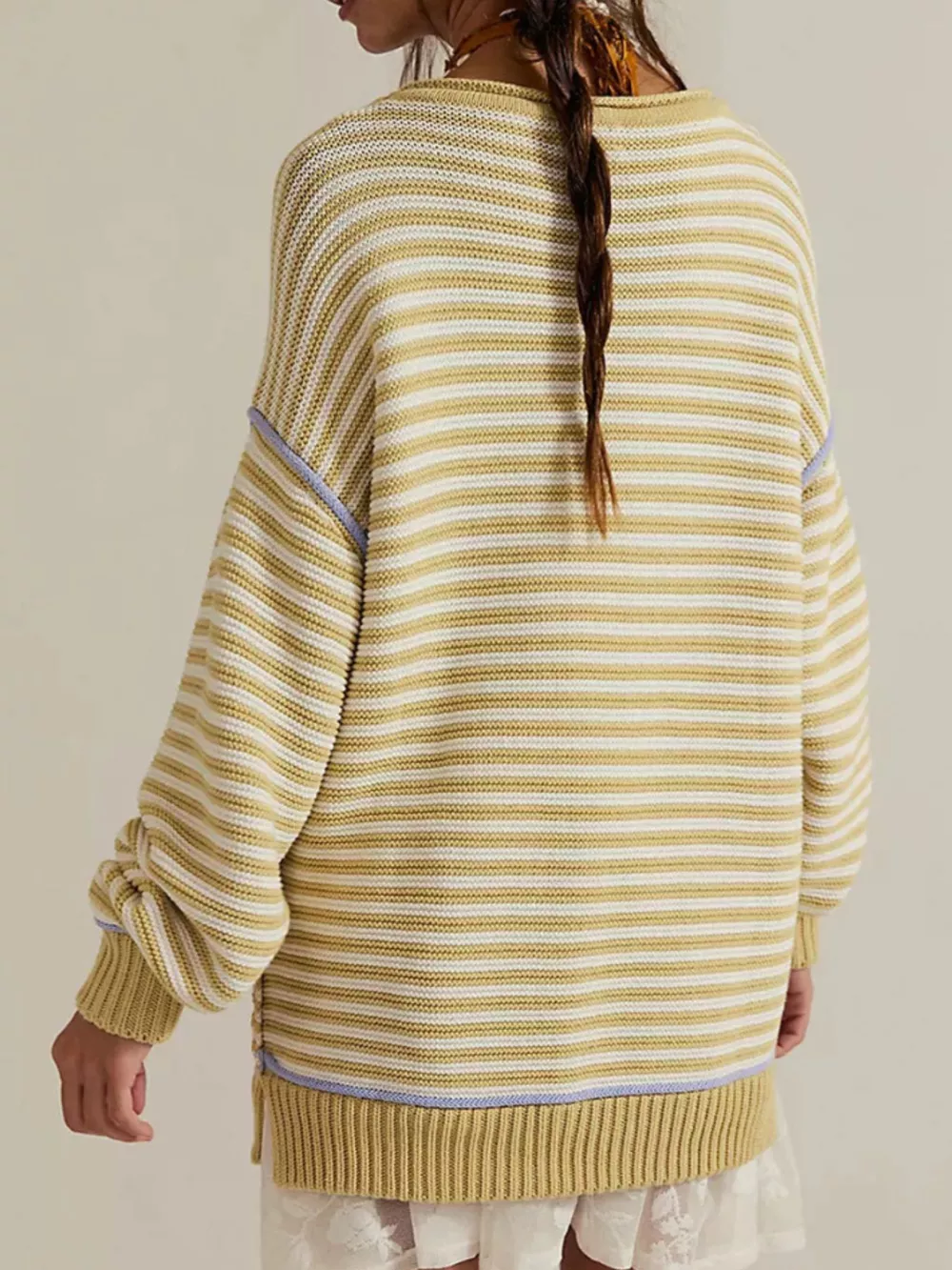Oversized Striped Dropped Shoulder Sweater, image 3