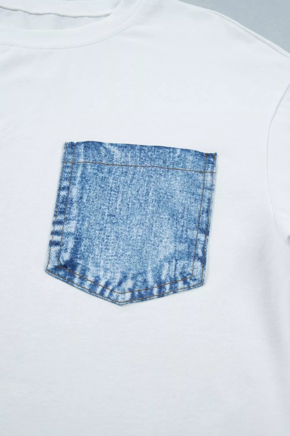 Color Block Chest Pocket Patched Casual Short Sleeve Top, image 9