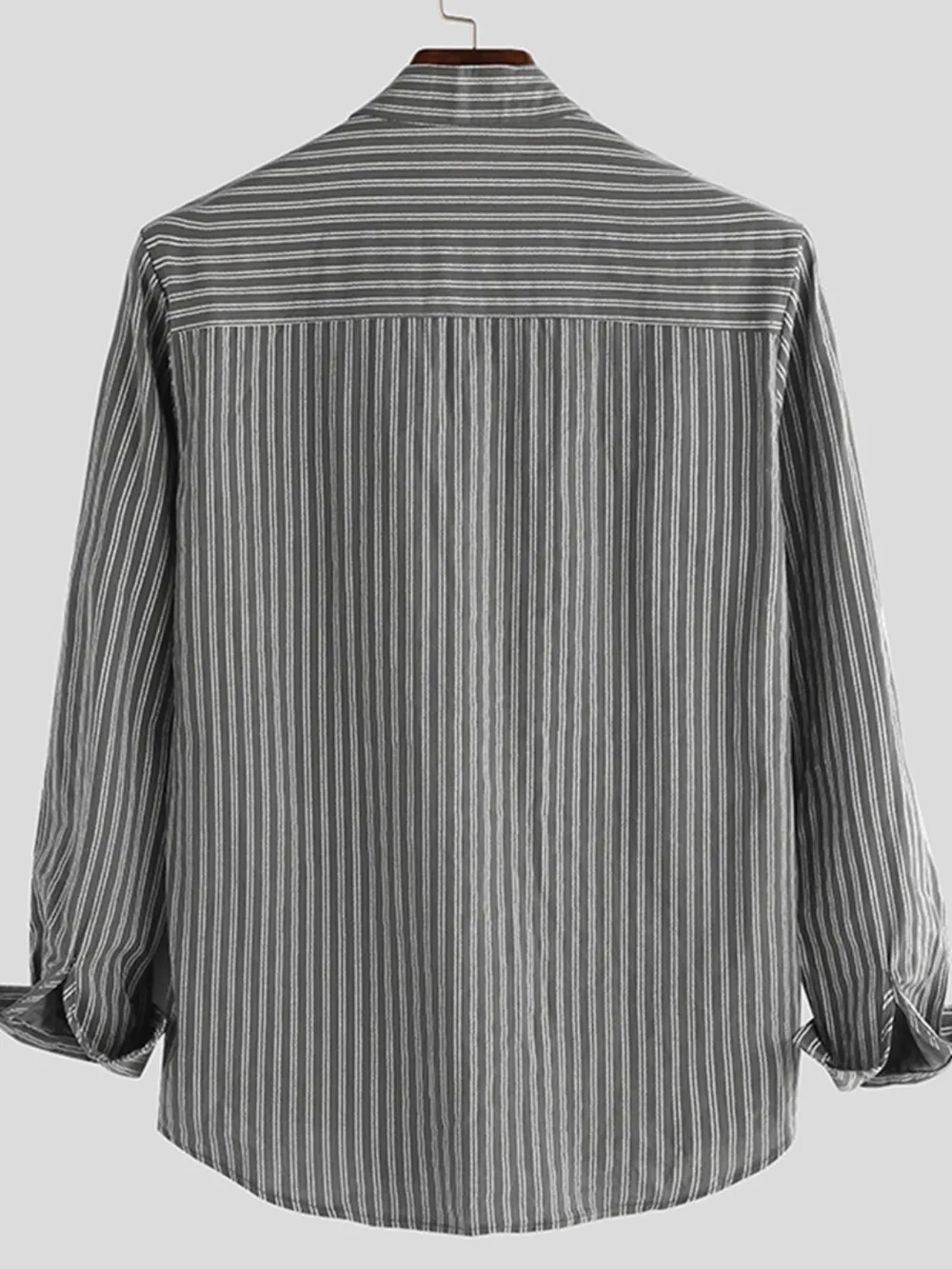 Men's Full Size Striped Button Up Long Sleeve Shirt Plus Size, image 3
